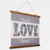 FAMILY Photo Collage Love Script Modern Keepslag Hangend Wandkleed (Gebogen)