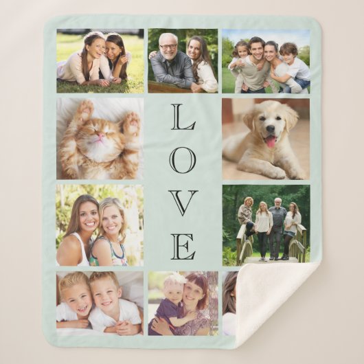 Family Photo Collage Mint Sherpa Deken (Voorkant)