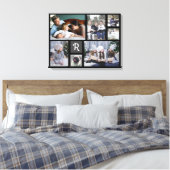 Family Photo Collage Monogrammed 7 Afbeeldingen Bl Canvas Afdruk (Insitu (Slaapkamer))