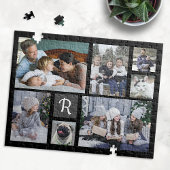Family Photo Collage Monogrammed 7 Afbeeldingen Bl Legpuzzel