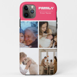 Family Photo Collage Pink 4 Picture iPhone 11 Pro Max Hoesje