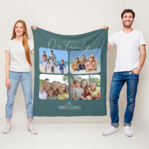 Family Photo Collage Script Fleece Deken