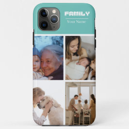 Family Photo Collage  Teal  4 Picture iPhone 11 Pro Max Hoesje