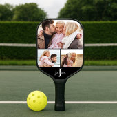 Family Photo Collage with Monogram Pickleball Paddle