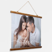 Family Photo Love script Overlay Aangepast Hangend Wandkleed (Gebogen)