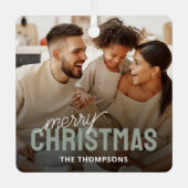 Family Photo Merry kerst Metalen Ornament (Voorkant)