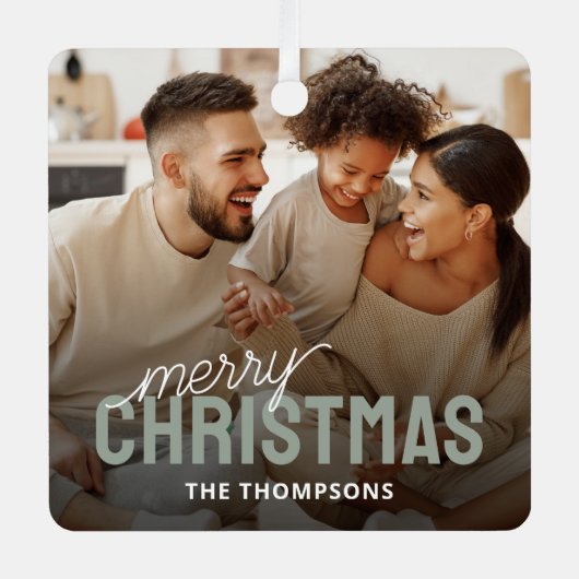 Family Photo Merry kerst Metalen Ornament (Voorkant)