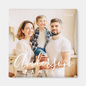Family Photo Modern Simple Cursive Magnet Magneet (Voorkant)