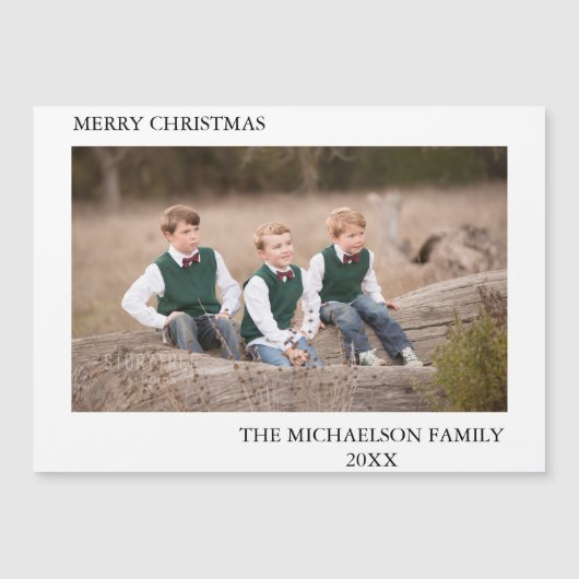 Family Photo Personalized Magnetic Holiday Kaart (Voorkant)