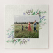 Family Photo Winter Waterverf Florals Custom Legpuzzel (Verticaal)