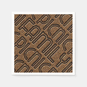 Family Picnic Funny Wicker Typography Party Napkin Servet