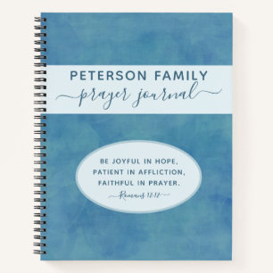 Family Prayer Journal gepersonaliseerde blauwe lap Notitieboek