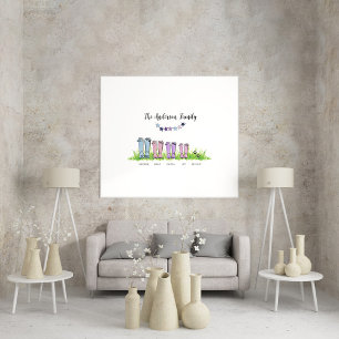 Family rain boot personalised elegant gift poster