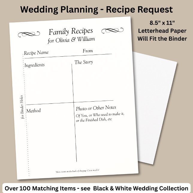 Family Recipe Sheets, Black White Infinity Scroll, Briefhoofd (Creator heeft geüpload)
