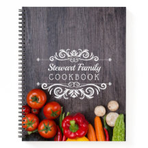 Family Recipes Cookbook Rustic Wood Personalized