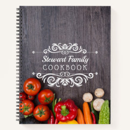 Family Recipes Cookbook Rustic Wood Personalized Notitieboek