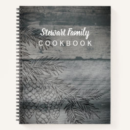 Family Recipes Cookbook Rustic Wood Pinecones Notitieboek