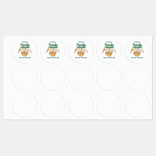 Family Recipes Kitchen Stickers (Feuille)