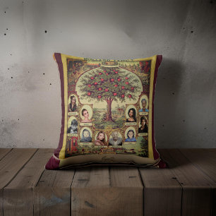 Family Records Tree Keepsake Bourgondië Kussen