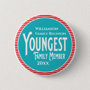 Family Reunion Award Jongste familielid Ronde Button 5,7 Cm