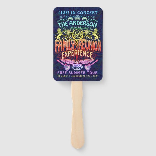 Family Reunion Band Retro 70s Concert Logo Neon Handwaaier (Achterkant)