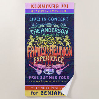 Family Reunion Band Retro 70s Concert Logo Neon Strandlaken