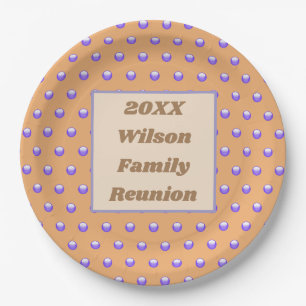 Family Reunion Blue en Peach Polka Dot Pattern Papieren Bordje