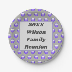 Family Reunion Blue Gray Modern Polka Dot Papieren Bordje