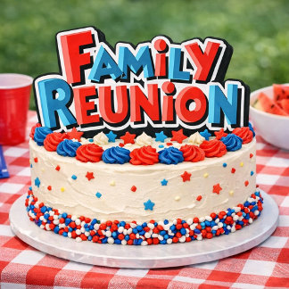 Family Reunion Celebration Cake Vierkante Sticker