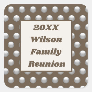 Family Reunion Elegant Silver Polka Dot Patroon Vierkante Sticker