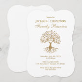 Family Reunion gold and white Invitation (Devant / Derrière)