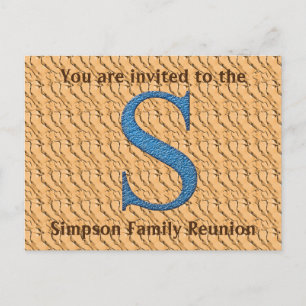 Family Reunion Invitation Blue Letter S Monogram Briefkaart