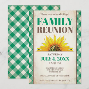 Family Reunion Invite, Sunflower, Green Kaart