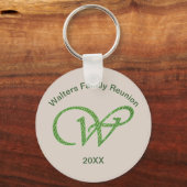 Family Reunion Keepomwille Letter W Monogram Initi Sleutelhanger (Voorkant)