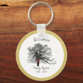 Family Reunion Keepomwille Tree | Goud Sleutelhanger (Voorkant)