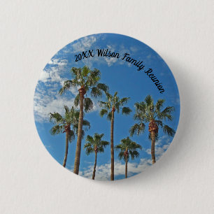 Family Reunion Palm Trees en Blue Sky Paradise Ronde Button 5,7 Cm
