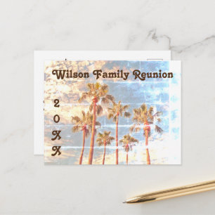 Family Reunion Palm Trees Faded Fotostijl Invite Briefkaart