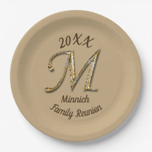 Family Reunion Silver Gold Letter M Monogram Papieren Bordje