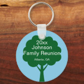 Family Reunion Souvenir with Name, Tree & Year Sleutelhanger (Voorkant)