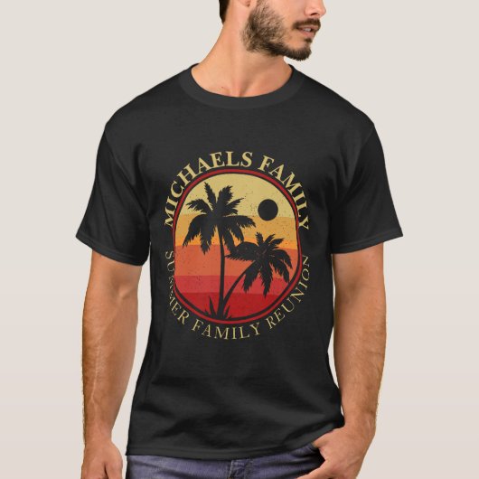 Family Reunion Summer Sunset Beach Palm Tree T-Shi T-shirt (Voorkant)