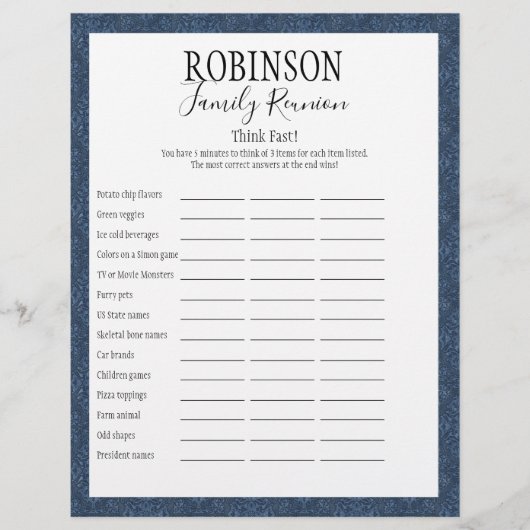 Family Reunion Think Fast Game (Voorkant)