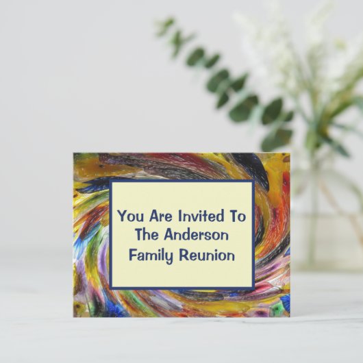 Family Reunion Tie Dye Swirled Event Invitation Briefkaart (Staand voorkant)