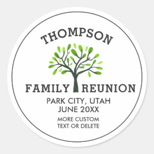 Family Reunion Tree Aangepaste naam, locatie, datu Ronde Sticker