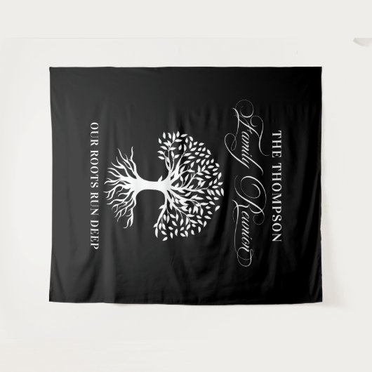 Family reunion tree backdrop banner black wandkleed (Voorkant (horizontaal))