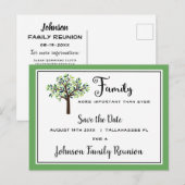 Family Reunion Tree Save the Date Briefkaart (Voorkant / Achterkant)