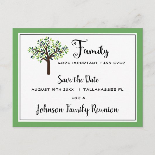 Family Reunion Tree Save the Date Briefkaart (Voorkant)