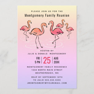 - Family Reunion Tropische Waterverf Flamingo Kaart