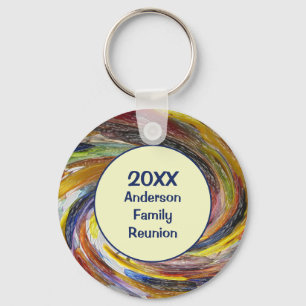 Family Reunion Vivid Tie Dye Abstracte Event Sleutelhanger