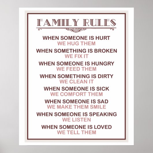 Family Rules print or poster (Devant)