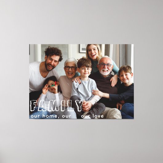 Family Script Collage Chic Canvas Afdruk (Voorkant)